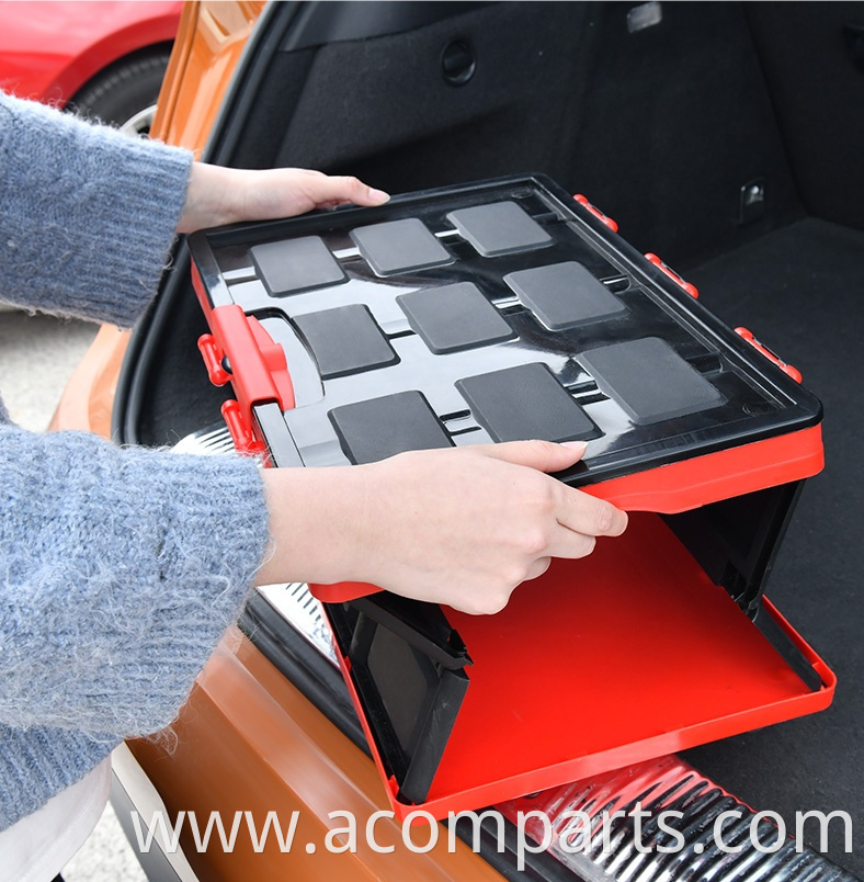 Direct sales low moq foldable thick PP material stackable storage box trunk organizer for car cleaning products